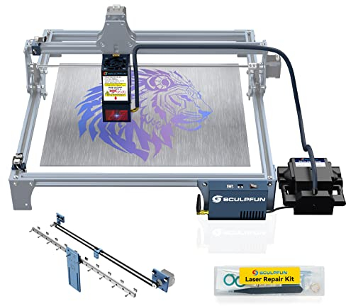 SCULPFUN S9 22W Laser Graviermaschine, S9 auf S30 Ultra-22W Upgrade-Kit, mit X-Achsen Upgrade Kit, 22W-Laser, automatische Luftunterstützung, Endschalter, 32-Bit-Hauptsteuerplatine für SCULFUN S9