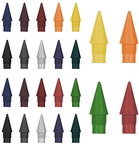AUAUY 24 Stück Inkless Pencil Austauschbare Mine, Unendlich Bleistift Austauschbare Graphitspitze, 12 Farbe Graphitspitze, Everlasting Pencils Ersatzkopf zum Schreiben Zeichnen Büro Schulbedarf