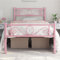 Yaheetech Struttura Letto Singolo in Ferro Battuto a Doghe in Metallo 90 x 190 cm Testiera Elegante Portata 136 kg Rosa
