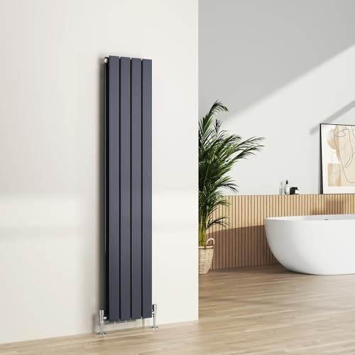 S'AFIELINA Radiator Flat Panel 1600 x 304 mm Anthracite Grey Vertical Column Radiator Double Panel Designer Bathroom Radiator