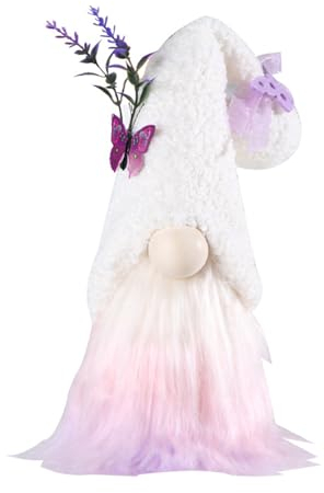 ENLACE Frühling Wichtel, Schmetterling Wichtel mit Lavendel, Handgefertigte Frühlingdeko Wichtel Figuren, Frühling Sommer Schmetterling Wichtel für Home Farmhouse Kitchen Decor Muttertag