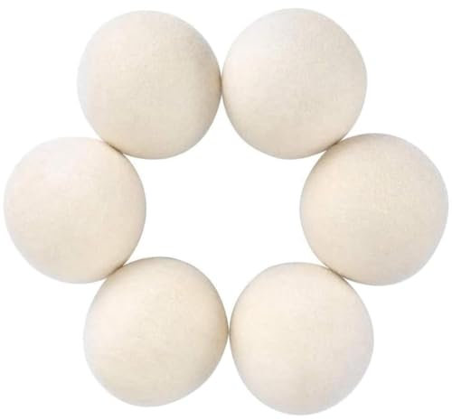 CALIBAN 6 palline di lana per asciugatrice, di alta qualità, naturali, realizzate con lana che sostituisce i fogli per asciugatrice, 7 cm