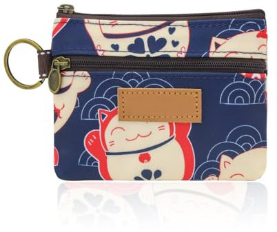 WisePoint Porte Monnaie, Petit Porte Monnaie à l'eau avec Fermeture à Glissière et Porte - Clés, Mignon Mini Porte Monnaie de Pièces de Monnaie, Cartes, Clés, Rouge à Lèvres(Bleu)