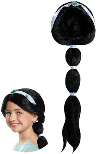 YGCHEN Perücke Prinzessin Jasmin Perücken Mädchen Haarteile Cosplay Perücke Zubehör Prinzessin Schwarze Perücken für Halloween Karneval Kindergeburtstag Verkleidung Kinderperücken
