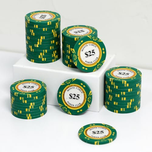 JIESITE Monte Carlo Pokerchips, 14 g, Pokerchips, Casino-Qualität, Pokerchip für Texas Hold'em, Blackjack-Pokerspiele