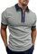 Elegancity T Shirt Herren Kurzarm Poloshirt Zipper für Männer Sport Shirts Sommer Polohemd Kontrastfarbe Regular Fit Tshirt Mittelgrau XL