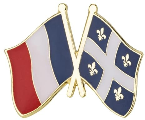 France France Québec Province Québécois Canada Drapeau national canadien Drapeau croisé Amitié Amour Alliance Alliés Épingle en émail 2,5 cm, 1 Inch, Émail, émail