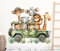 wolga-kreativ Wandtattoo Wandsticker Kinderzimmer Aufkleber Wandbild Safari Tiere Auto Giraffe Wanddeko Set Kinder- Spiel- Baby- Junge-n Zimmer