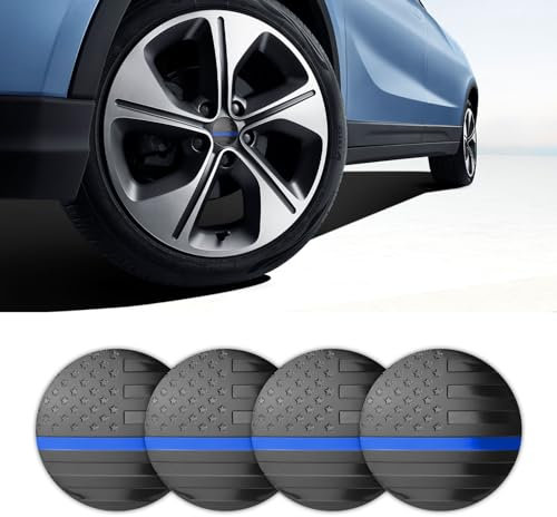 deemars 4PCS Enjoliveurs pour Jantes, Drapeau Américain, Emblème D'enjoliveur de Moyeu de Roue, Accessoires Extérieurs pour L'automobile Enjoliveur de Roue étanche Universel pour Voiture (Noir Bleu)
