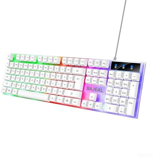 Gravierte schwebende Taste, leuchtende Tastatur, kabelgebundene Tastatur, Maus-Set für Gaming, Büro, Heimspiele (weiß)