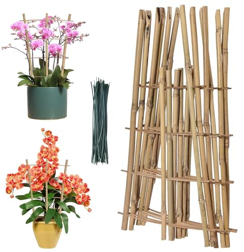 -Bambusgitter | Quadratisches 6er-Pack Rankgitter Aus Natürlichem Bambus | Pflanzenstützspalier | Blumenspalierpfähle Für -Kletterpflanzen Im Innenbereich - Topfpflanzen, Zimmerpflanzen