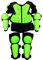 Ropa De Motocross para Niños, Armadura Verde Pecho De Motocross Protección De Armadura Corporal De Motocicleta para 5-13 Años Equipo De Motocross para Niños con Rodillera Y Codera