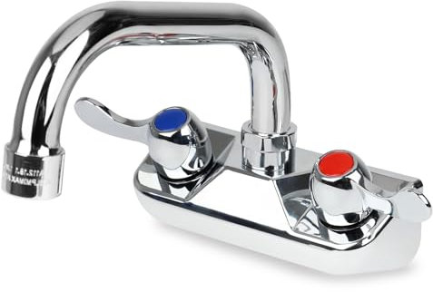 KWODE Handwaschtischarmatur mit 15,2 cm schwenkbarem Auslauf, Doppelhebelgriffe, Wandmontage, Küchenspüle, Wasserhahn für Bar, 1,27 cm NPT-Einlass, Messing, verchromt, 10,2 cm