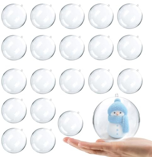 20Pcs Clear Baubles to Fill Personalized Fillable Baubles Make Your Own DIY Plastic Christmas Tree Decorations Balls Plastic Bauble to Fill for Christmas Tree Decorations (6cm)
