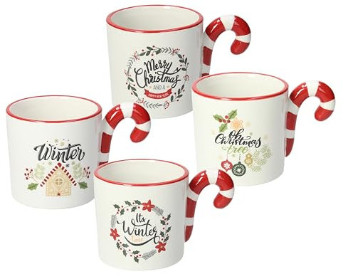 Tognana Candy Cane, 4 mug cc 320, stoneware, rosso