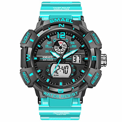 SMAALEB 50m Waterproof Men's Digital Sports Watch with Alarm, Stopwatch & LED Luminous Night Light,D