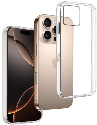 REY Cover in Gel TPU Trasparente per iPhone 16 PRO 6,3, Ultra Sottile 0,33 mm, Morbido Flessibile, Custodia Silicone