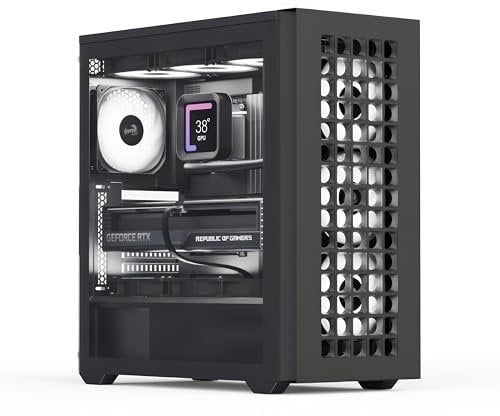 AeroCool Custodia Mid Tower D502A, pannello frontale in rete, supporto radiatore da 360 mm, 11 slot per ventole, GPU 400 mm, ATX/m-ATX/mini-ITX, filtri antipolvere magnetici, struttura in acciaio SPCC