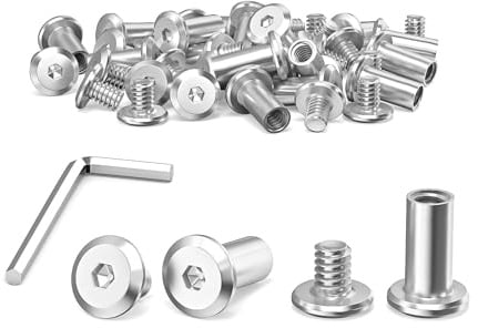40 Sets Verbindungsschrauben M4 x 10 mm Möbelverbinder Schrankverbinder | Hülsenschrauben, Möbelschrauben mit Schlüssel, Edelstahl A2 Möbelverbinder und Schrankverbinder für Betten und Holzplatten