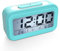 Coolzon Réveil Digital Réveil Matin, Horloge Numérique Réveil à Pile Silencieux pour Enfants Adultes Grand écran LED Température Calendrier, Reveil de Voyage avec Veilleuse Snooze Fonction, Bleu Clair