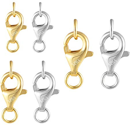 Gold Silber Armband Verschluss Kettenverschluss, 6 Stück Verschlüsse für Armbänder Ketten Verschlüsse Kettenverschlüsse zum Basteln Schmuckverschluss mit Geschlossenen Biegeringen Verbinden