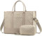 LOVEVOOK Laptoptasche Handtasche Damen 15,6 Zoll, Wasserdicht Arbeitstasche Groß Schultasche Shopper Tasche Aktentasche Lehrertasche, Leder Handbags Business Tasche für Uni Büro Arbeit Beige