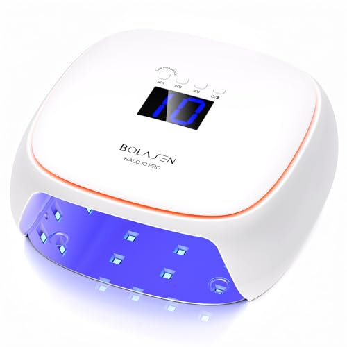 BOLASEN Wiederaufladbare Schnurlose No UV Lampe für Gelnägel, 60W No UV Lampe Nägel ohne Hautschäden, Tragbarer Led Nagellampe mit Keramiktechnik, Professionelle Nageltrockner für SalonHau,HALO 10 PRO