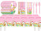 97PCS Easter Party Tableware Set, Table Cloth, Paper Plates, Napkins and Cups for Easter Party Table Decorations, Birthday Party Tableware Set Easter Party Supplies Rabbit 24 Guests