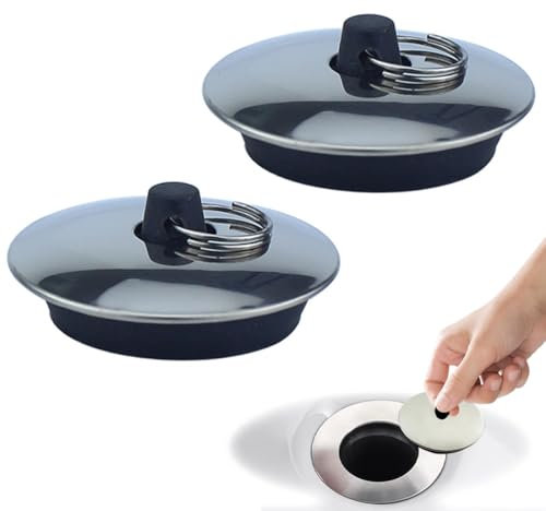 MOLZINY 2 Pièces Bouchon Baignoire Universel Bouchon D'évier Cuisine Bouchon Lavabo Salle de Bain Bouchon de Douche Robuste en Caoutchouc Fermeture de débouchement de qualité supérieure pour Cuisine