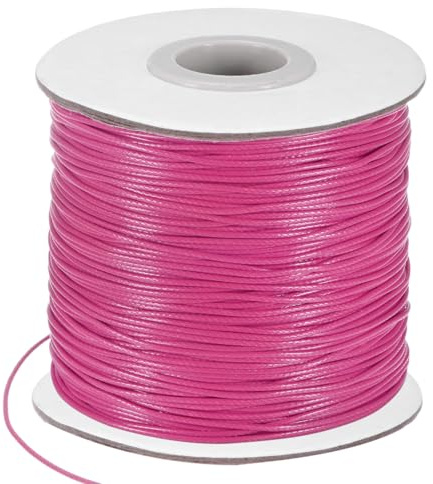 M METERXITY Gewachste Schnur 160m 0.8mm Gewachste Perlenkordel mit Spule, Gewachste Perlenschnur für Schmuckherstellung/DIY Crafts/Halsketten/Armbänder Makramee-Armbandfaden, Dunkelrosa