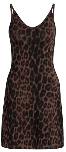 adidas Women's Seasonal Essentials Leopard Print Mini-Dress with 3-Stripes, Multicolor/Earth strata, XXL