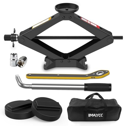 IMAYCC 2.5T Wagenhber für BMW Scherenwagenheber,2Pcs Gummiauflage BMW | Scherenwagenheber Für BMW Schützt PKW,Tragbarer Car Jack mit Radmutternschlüssel,Auto-Notfallset fürBMW 1/3/5/6/7/Z/X