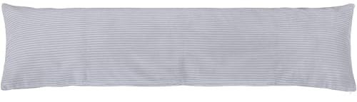 Seitenschläferkissen mit Bezug 145 x 40 cm Cord Silber / Hellgrau - Öko-Tex Zertifiziert - 40°C waschbar, perfekt als langes Lagerungs-Kissen u. Schlafkissen oder Schwangerschaftskissen / Stillkissen