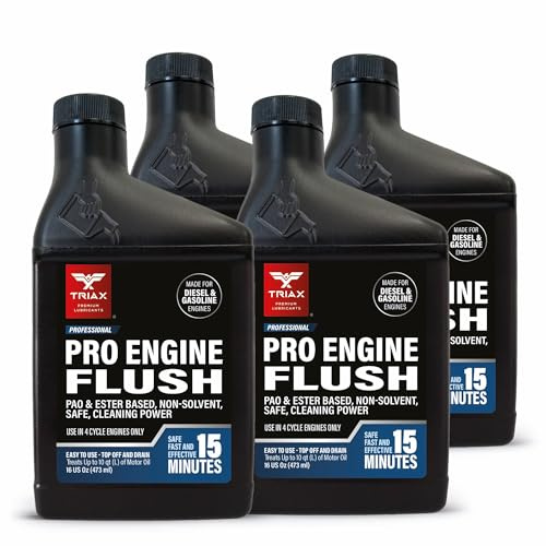 TRIAX Pro Engine Flush Oil-Based Deep Clean Motor Oil Flush Removes Sludge & Carbon | Non-Solvent | Safe for Engine, Seals, Injectors | Professional Shop Grade (16 oz - Pack of 4)