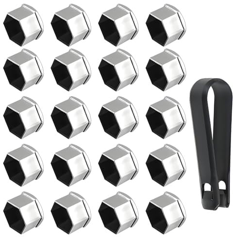 ​​21 Pièces Cache Écrou 17 mm, Cache Vis, avec Outil de Démontage des Écrous de Roue Antivol, Convient à la Plupart des Roues de Voiture Universelles, Facile à Installer et à Utiliser (Argent).​