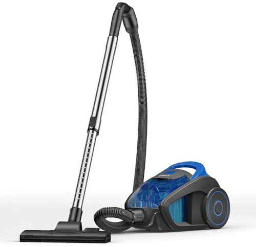 Qawner Staubsauger 1200 Watt, 1,5L Staubsauger Beutellos, Staubsaugers ohne Beutel 15 kPa, Leise, Leistungsstark mit HEPA Filter, kompakt und leicht, für Teppiche, Harte Böden, Tierhaare (1.5L Blau)
