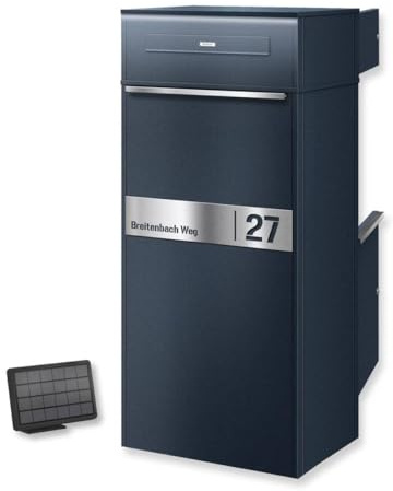Metzler Paketbox mit 1 Briefkasten und LED | rückseitige Entnahme | austauschbares Namensschild | rostfrei & wetterfest | Anthrazitgrau RAL 7016 | Zivo 2