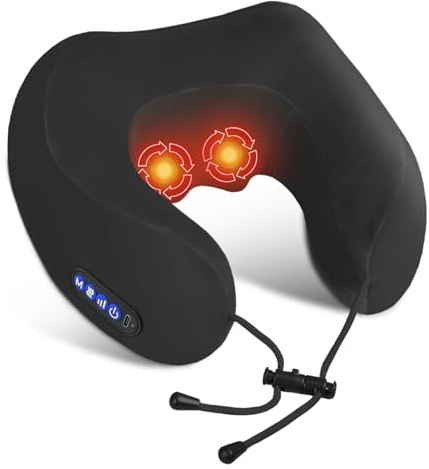 Nackenmassagekissen, Nackenmassagegerät mit verstellbarer Wärme & Vibration, 3 Massageintensitäten,kabellos wiederaufladbar,ergonomisches Gerät Nacken-Schultern zur Muskelentspannung,für Zuhause&Büro