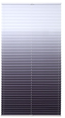 JalousieCrew Klemmfix Plissee mit Farbverlauf Farbe grau - Breite 45 bis 100 cm, Länge 130 cm - Klemm - Rollo ohne zu Bohren (75 x 130 cm)