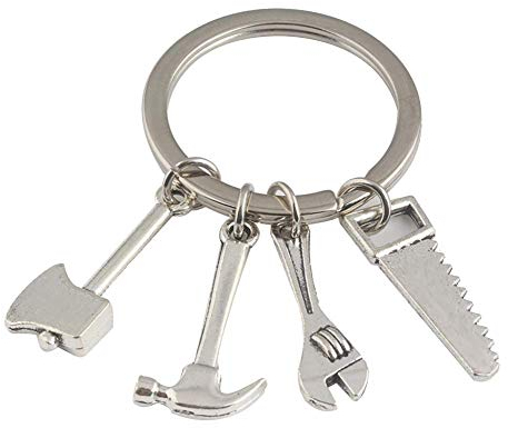 Li-ly Porte-clés avec Marteau clé Tournevis Gadget Outils Sac à Dos Ornements Cadeau créatif pour Homme et Fille Argent 2 Durable et Pratique
