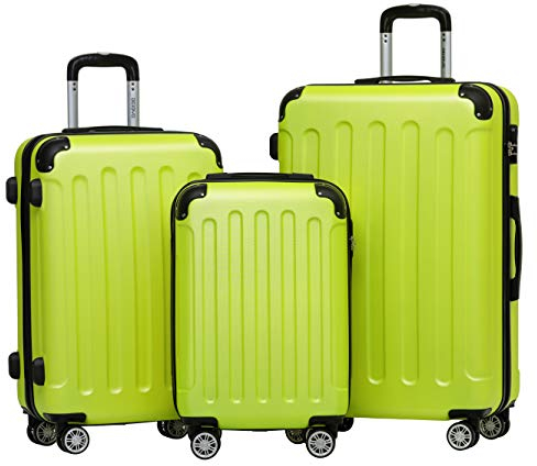 BEIBYE 2045 Zwillingsrollen 3tlg. Reisekoffer Koffer Kofferset Trolleys Hartschale in 14 Farben (Green)