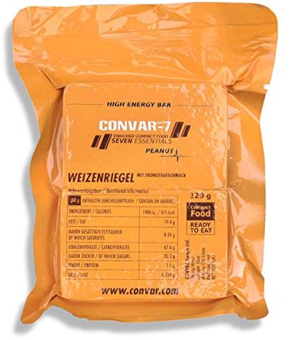 CONVAR-7 - High Energy Bar Peanut, benutzbar als Notvorrat, Notverpflegung, Notration, für Outdoor Aktivitäten, Krisenvorsorge - wertvolle Inhaltsstoffe - kompakten Verpackung - 120g