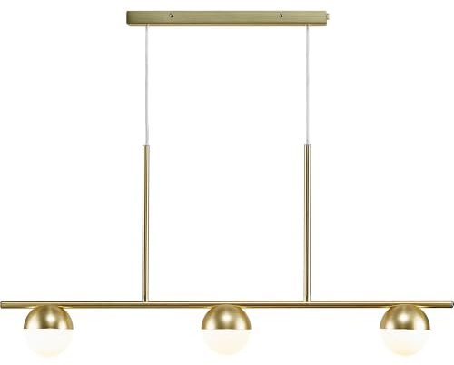 Pendelleuchte CONTINA, 3-flammig, G9, IP20, Glas opal weiß, Messing