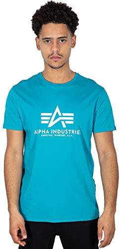 Alpha Industries Herren Basic T-Shirt, Blickdicht, Blue Lagoon, S