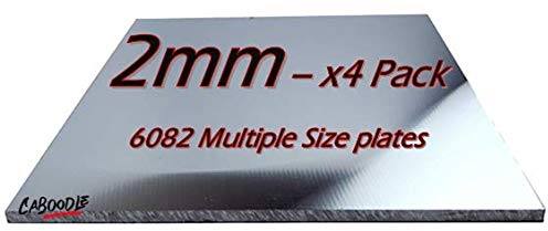 2mm Aluminium Sheet Plate - 6082-T6 Grade - (100-100-2mm-4Pk)
