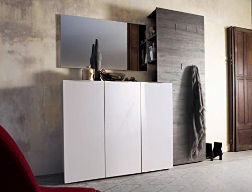 expendio Garderobe Victoria 12 weiß Hochglanz Wenge 3-teilig Garderobenmöbel Garderobenset Dielenmöbel Flurmöbel