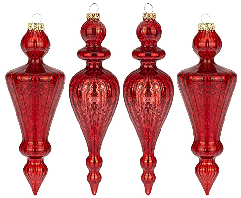KI Store 4 Piñas de Cristal Rojo Bolas de Navidad Antiguas Mercury - Ornamento y Adornos de Navidad para el Árbol de Adviento