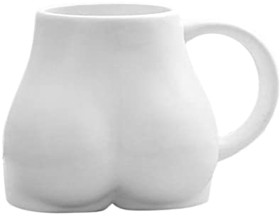 LOVIVER Kaffeetasse Personalisiert Po-Becher 300ML, Kaffeebecher Porzellan Aussehen des Hinterns Lustige Tasse mit Henkel Geschenke für Beste Freunden - Weiß