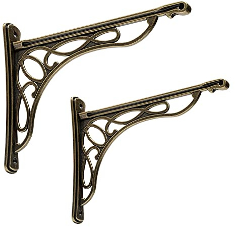 HARPOON Vine Lot de 2 supports d'étagère murale en fonte Laiton antique 24,1 x 19,1 cm