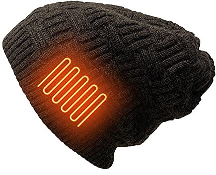 Electric Heated Hat - Riloer Heated Hat with Rechargeable Battery Electric Heated Cap Winter Warm Temperature Adjustable for Outdoor Warm Ear Care